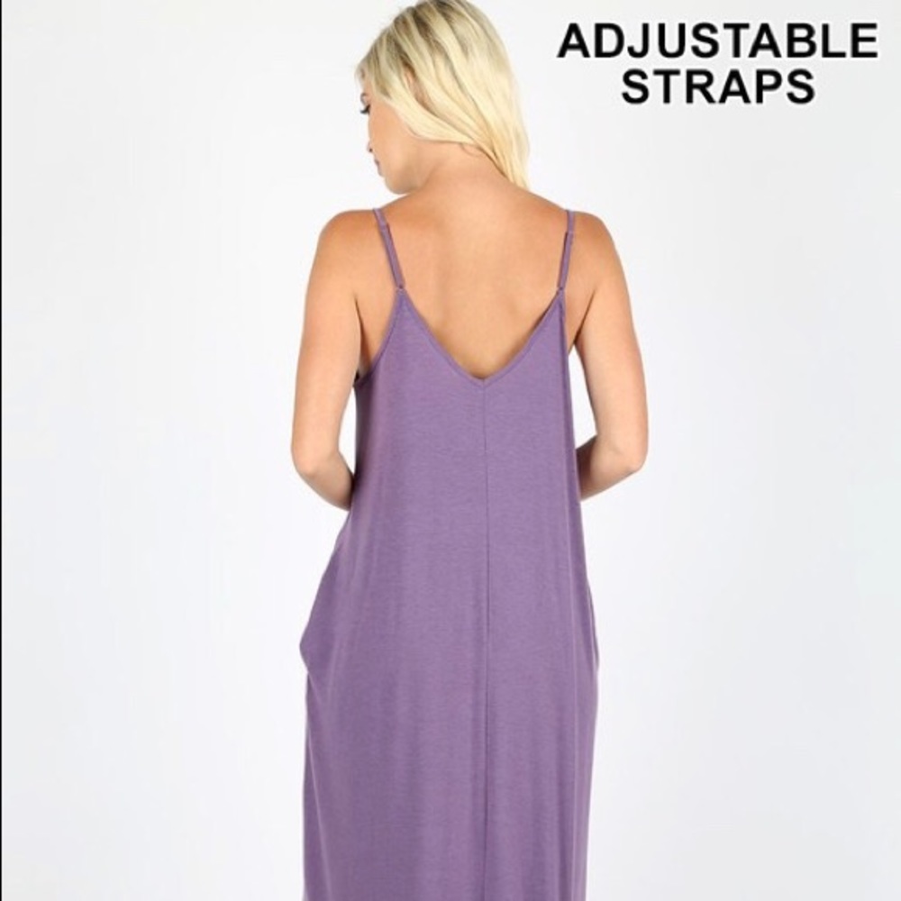 LAST ONE!! Dark Plum Maxi Dress with Pockets - Picture 2 of 2